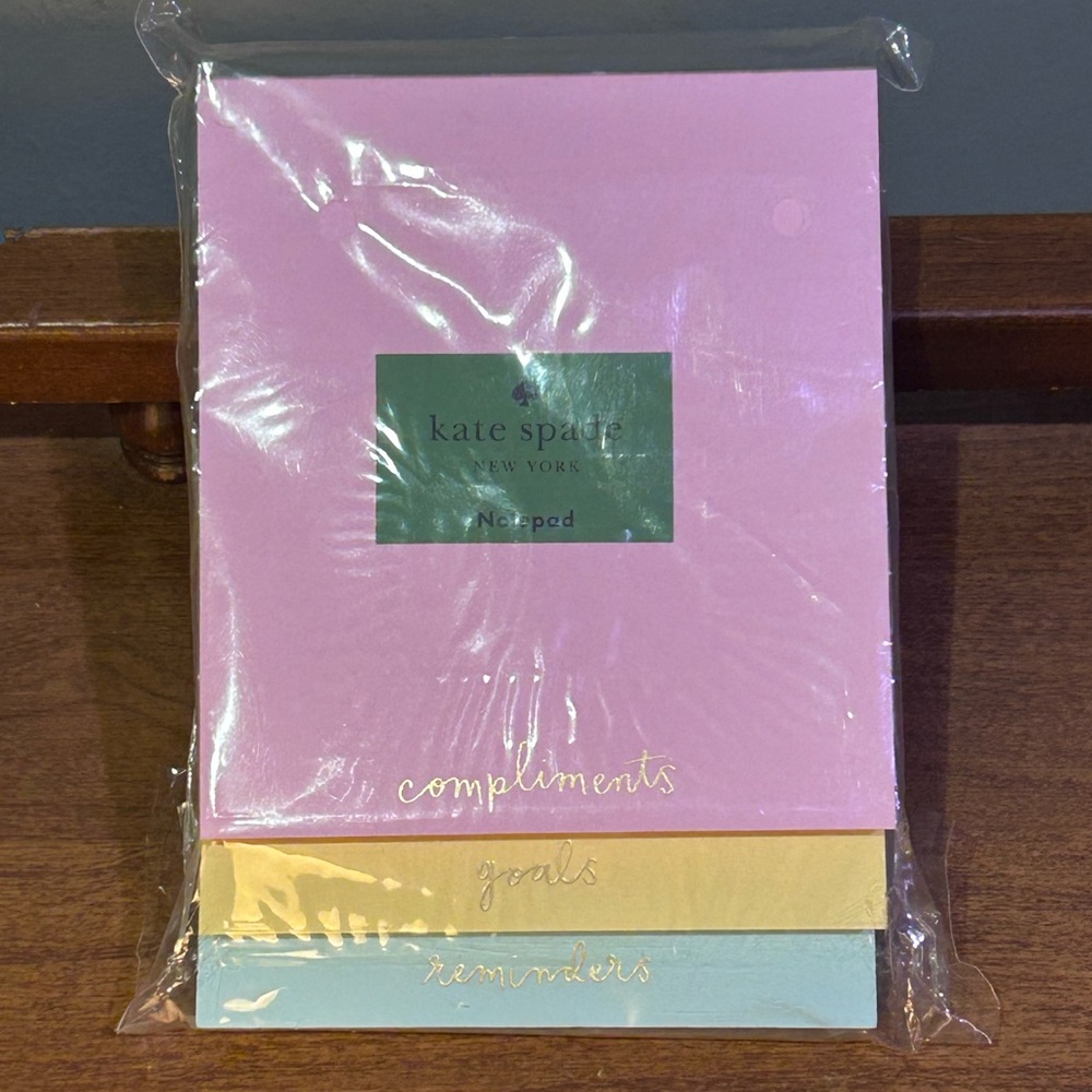 Kate Spade Compliments, Goals, Reminders Multicolored Stacked Notepad NWTS
